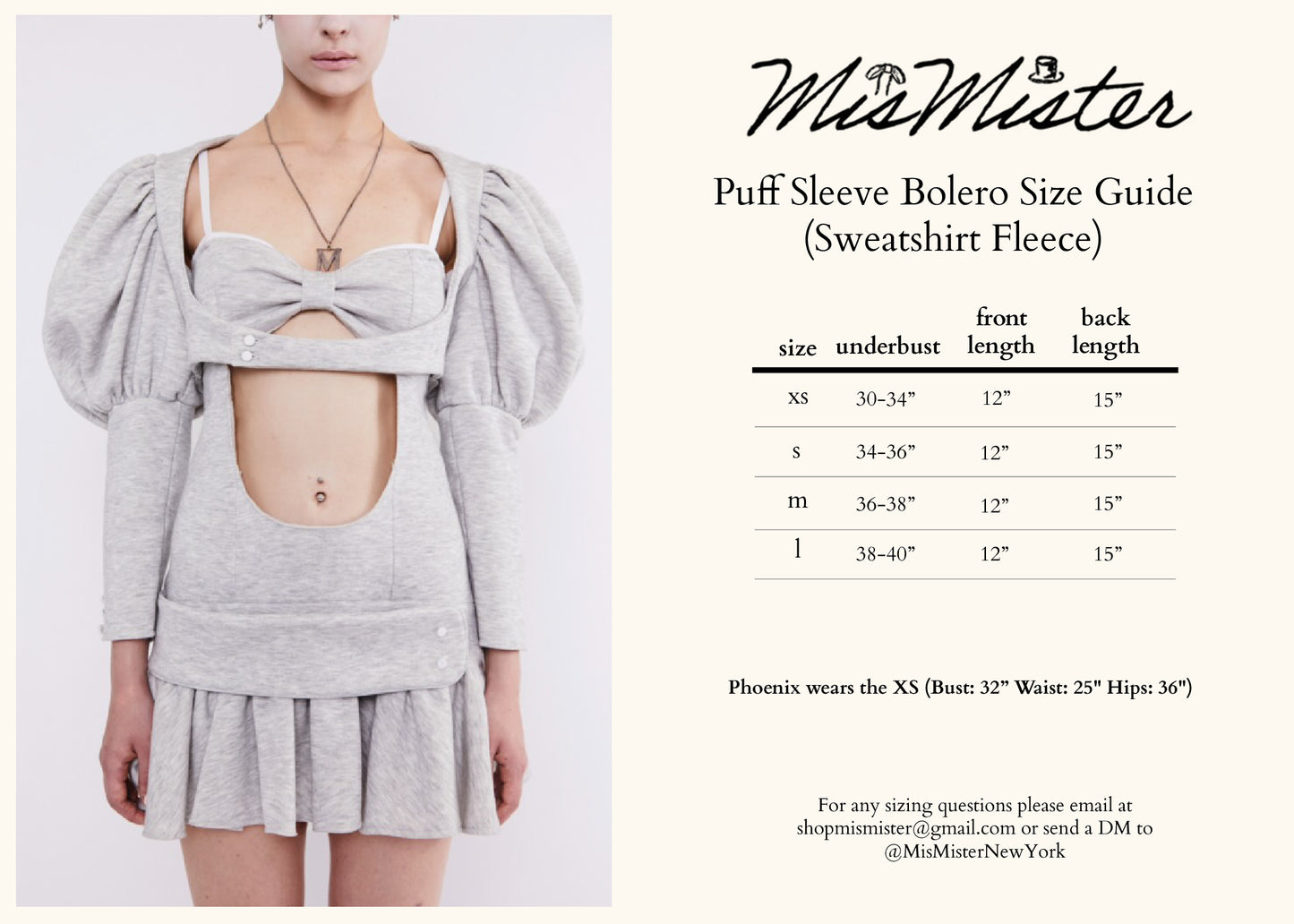 The Puff Sleeve Bolero (Sweatshirt Fleece)